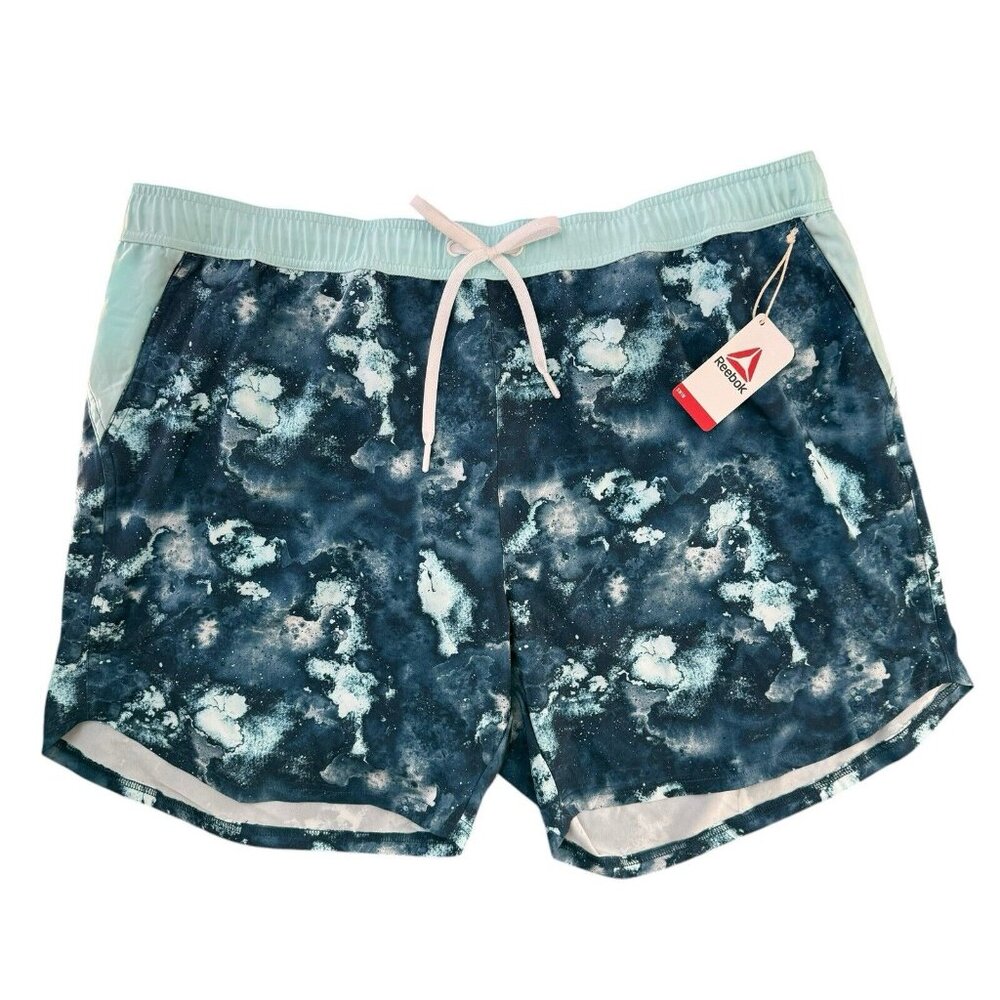 Reebok Board Shorts Swim Trunks Lined Mens XXL 7" Inseam Elastic Waist Blue